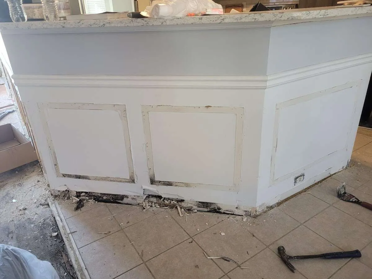 Water damage and mold on kitchen during Storm Damage Restoration in Oakwood